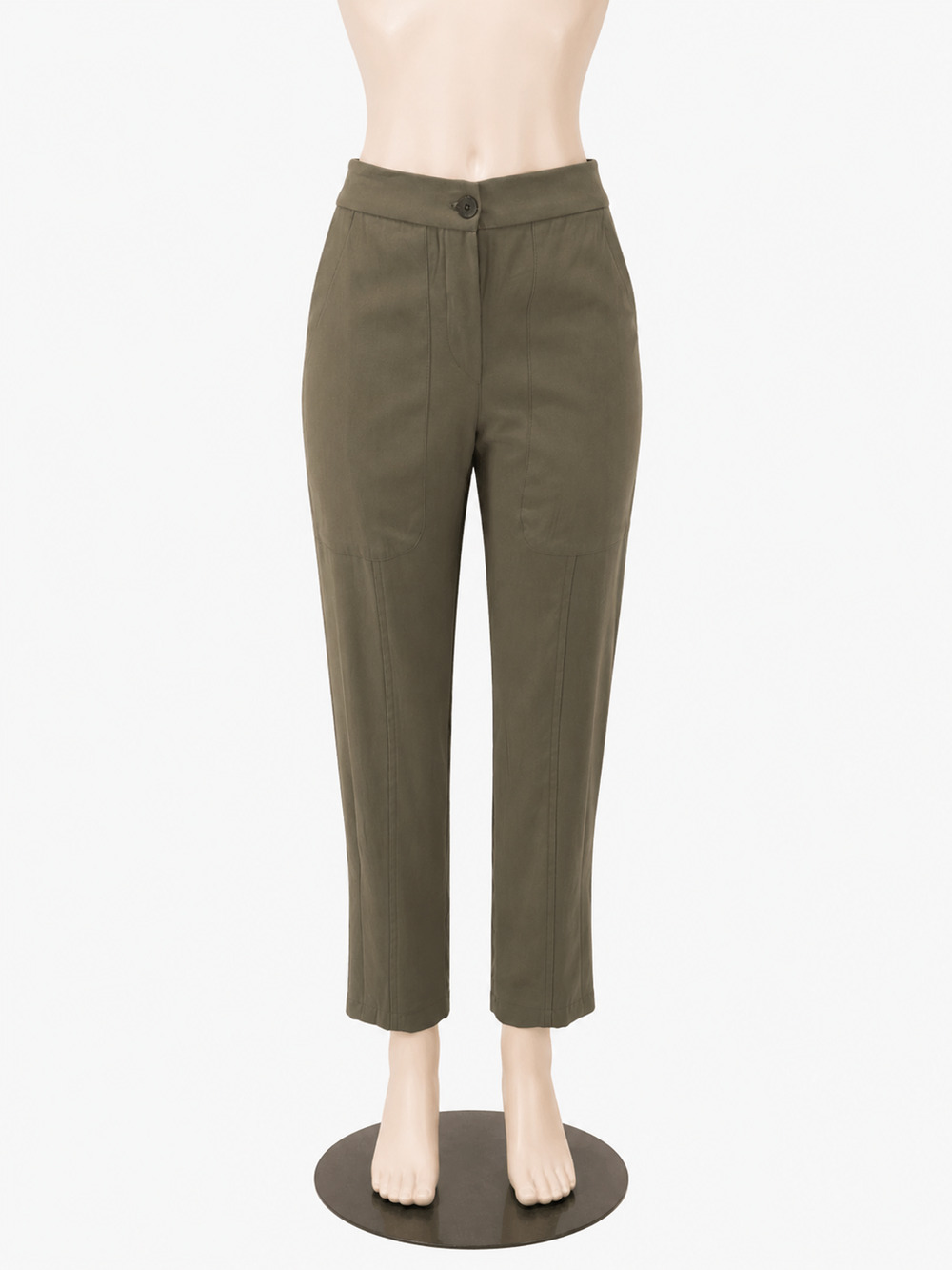 Aldo Martin's Pure Olive Green Viscose Cropped Trousers Womens XS